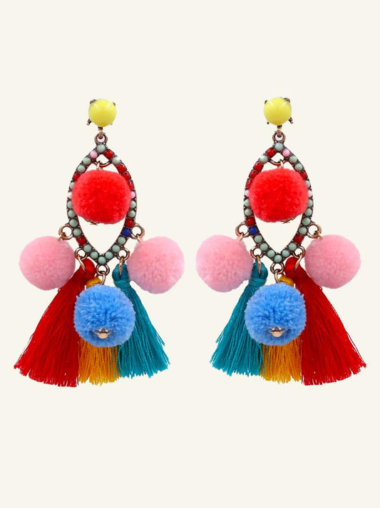 Pendientes con borlas de pompones 