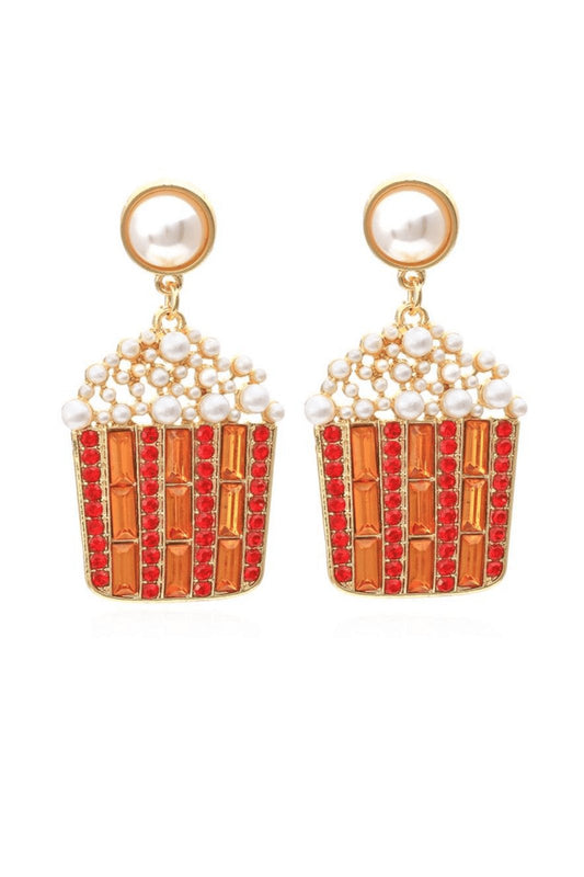 Pendientes colgantes de diamantes con forma de palomitas de maíz 