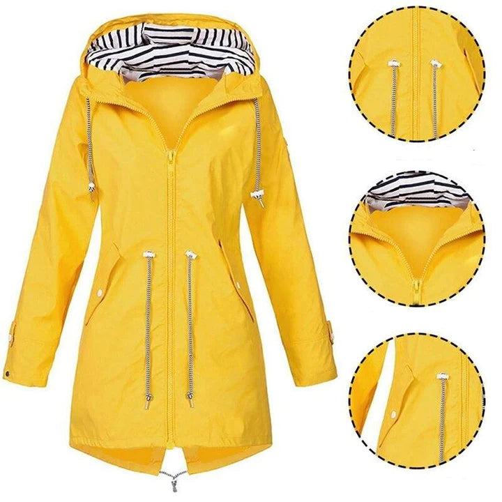 Classic Stylish Waterproof Outdoor Rain Jacket with Hood for Women | Great for Outdoor Activities