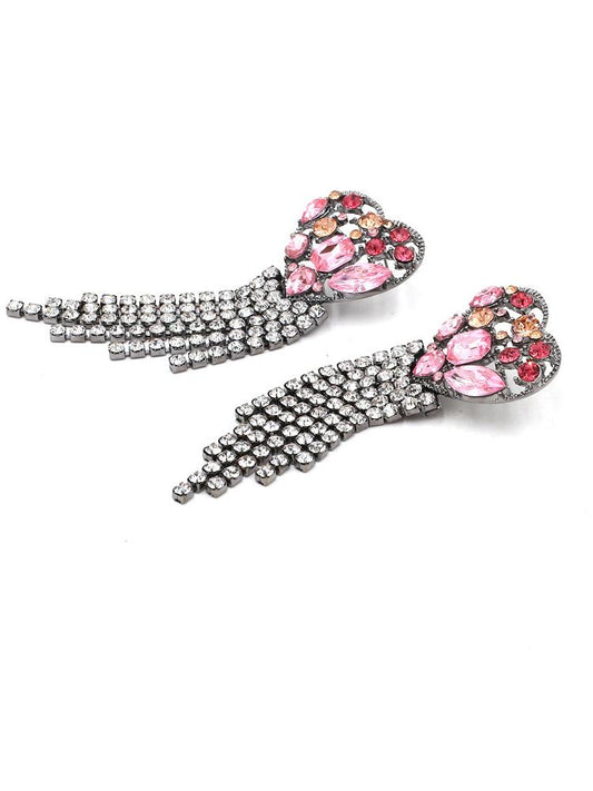 Pendientes de borlas de diamante con forma de corazón de rompecabezas 
