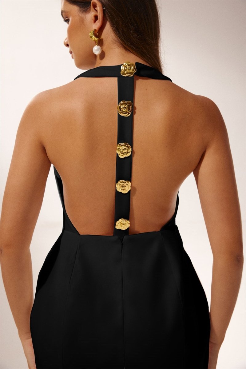 Vestido mini con cuello halter y espalda descubierta de Rebecca 