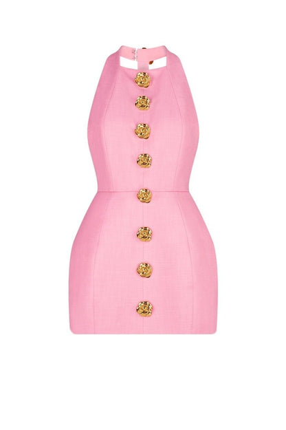 Vestido mini con cuello halter y espalda descubierta de Rebecca 