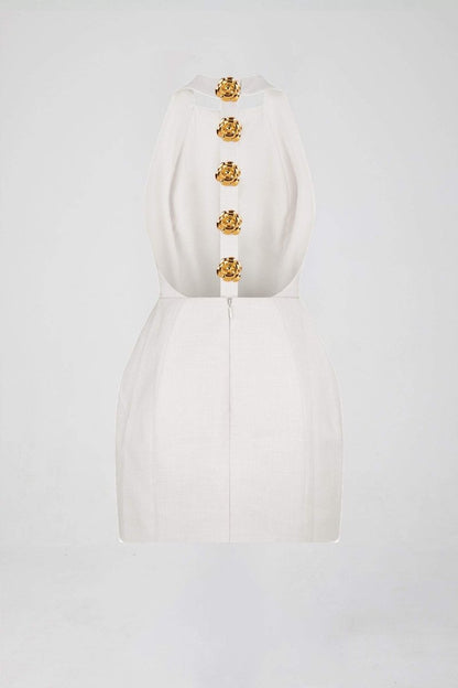Vestido mini con cuello halter y espalda descubierta de Rebecca 