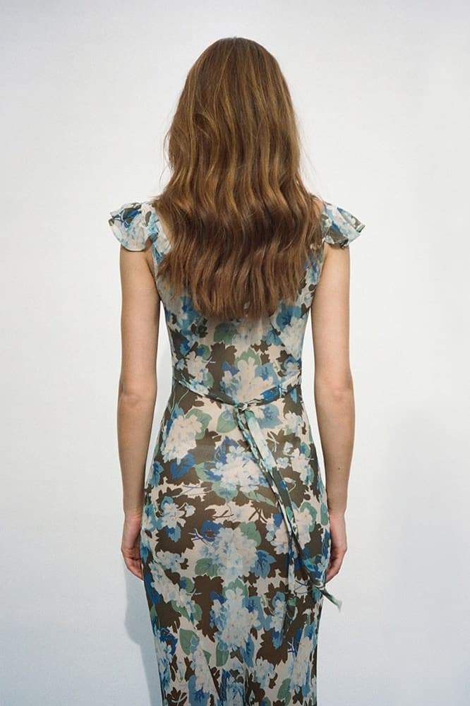 Vestido largo con volantes florales Renata 