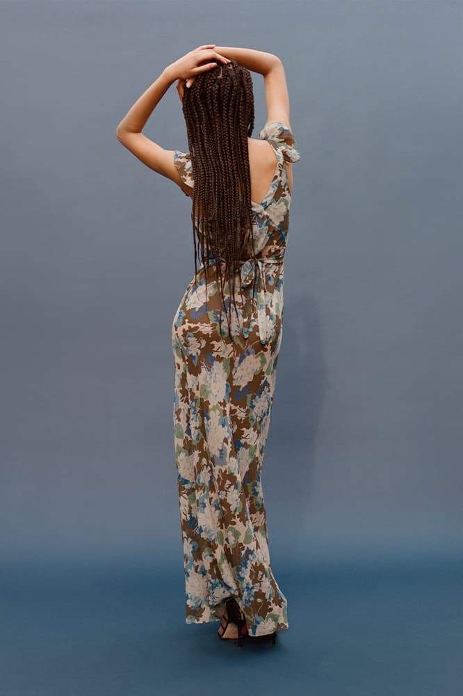 Vestido largo con volantes florales Renata 