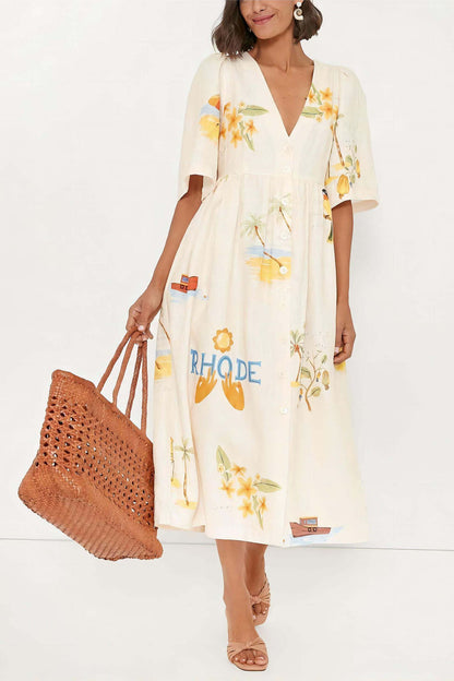 Printed Midi Dress