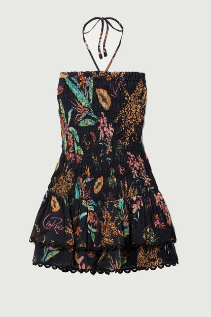 Minivestido estampado fruncido Rosa 