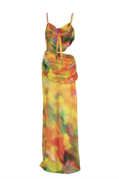 Ruth Printed Cut-out Maxi dress
