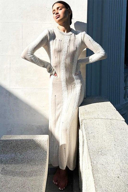 Vestido largo de punto texturizado Ruth Splicing 
