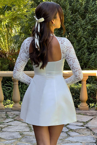 Vestido mini de satén con escote cuadrado Kristin 