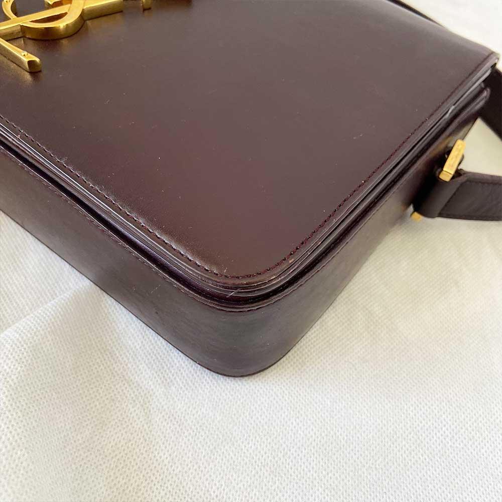 Saint Laurent Burgundy Leather Medium Monogram Université Flap Bag