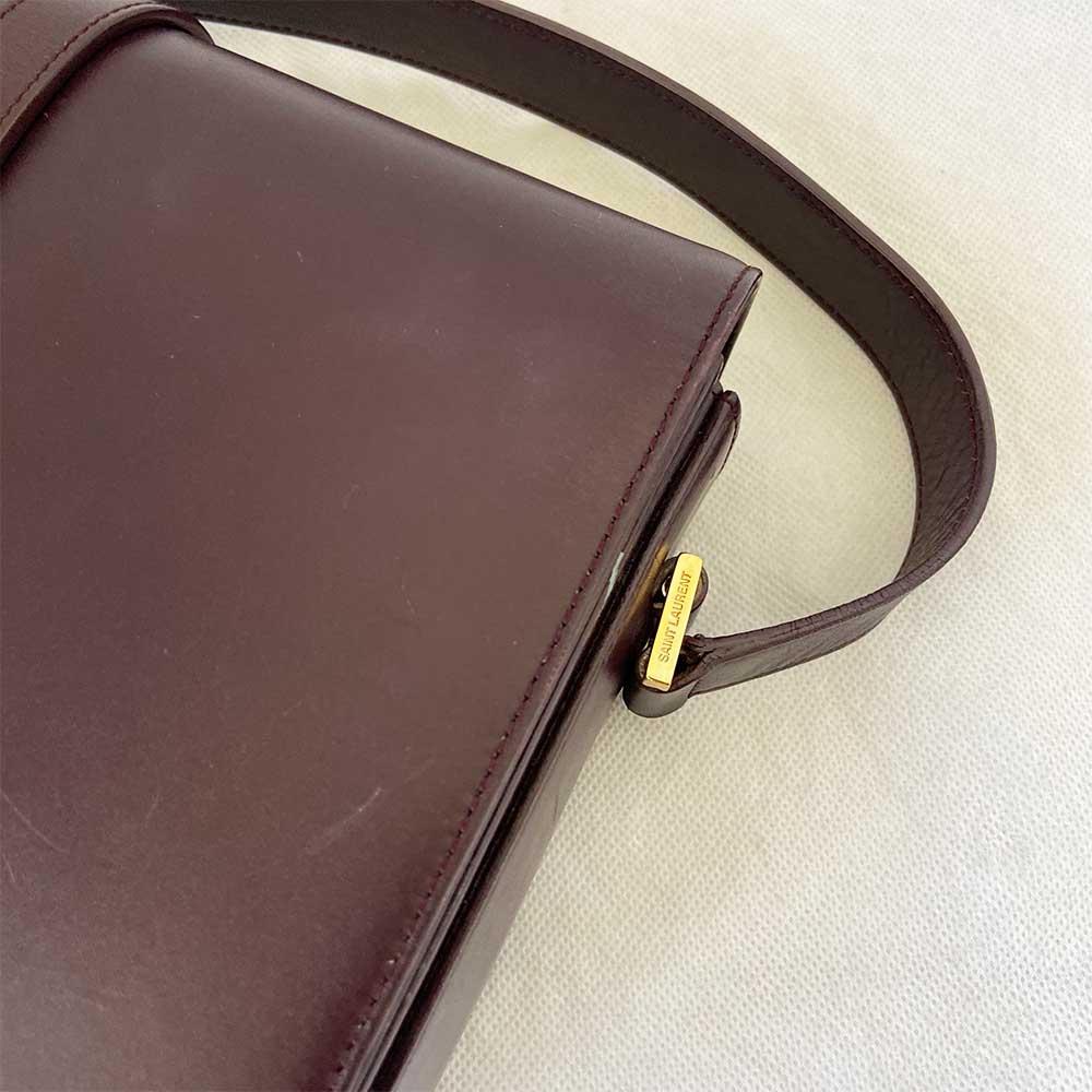 Saint Laurent Burgundy Leather Medium Monogram Université Flap Bag