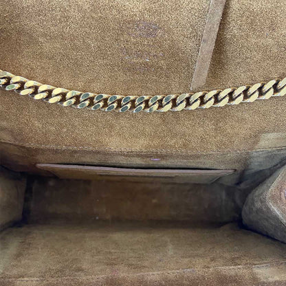 Saint Laurent Monogram Suede Fringe Shoulder Bag