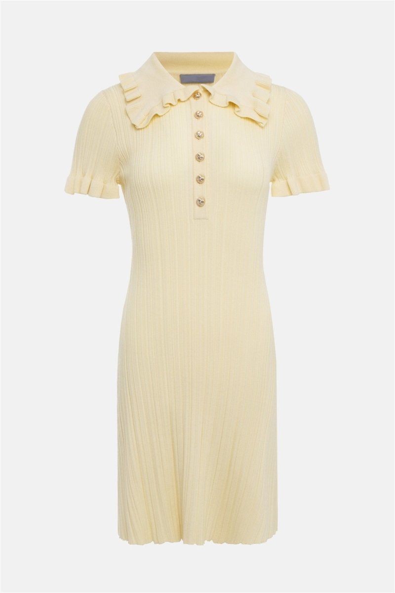 Vestido mini de punto con volantes y cuello de solapa Salomé 