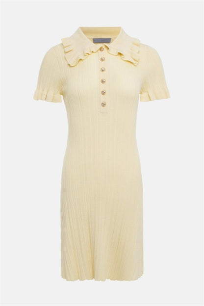 Vestido mini de punto con volantes y cuello de solapa Salomé 
