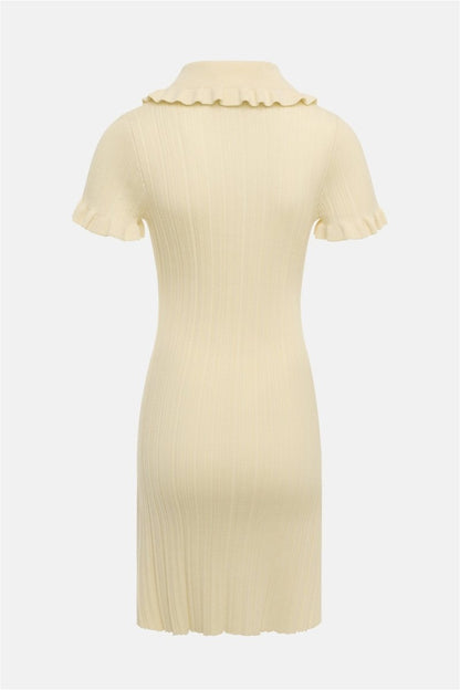 Vestido mini de punto con volantes y cuello de solapa Salomé 