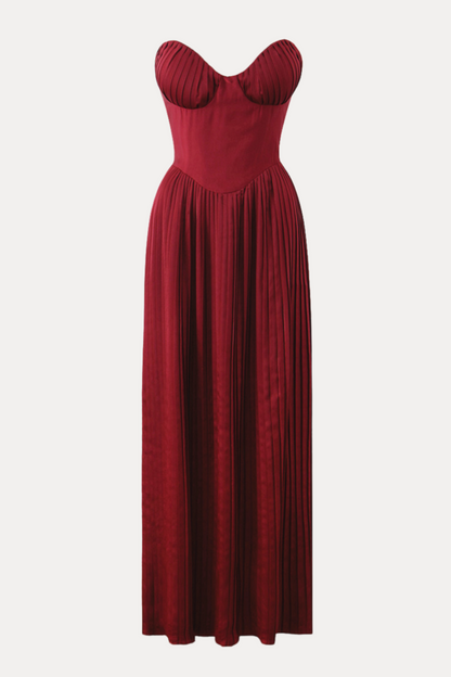 Vestido largo plisado sin tirantes Alice 