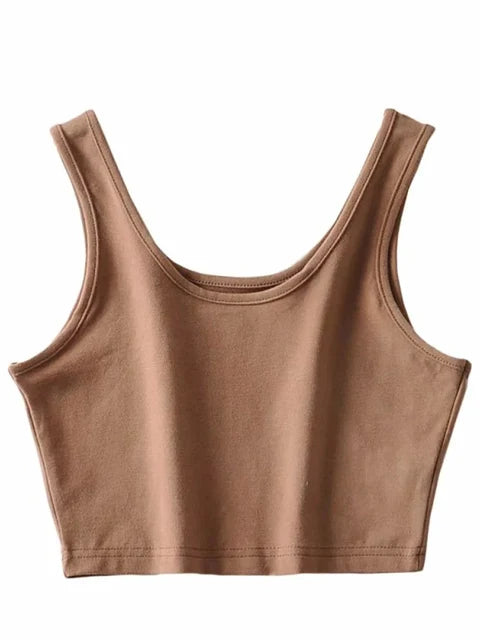 sexy women summer crop tops sleeveless short cotton u collar knitted bar