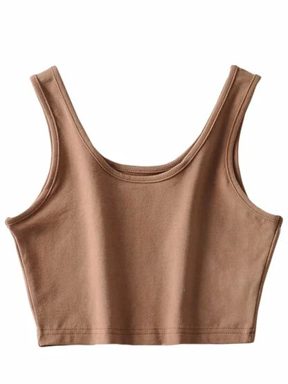 sexy women summer crop tops sleeveless short cotton u collar knitted bar