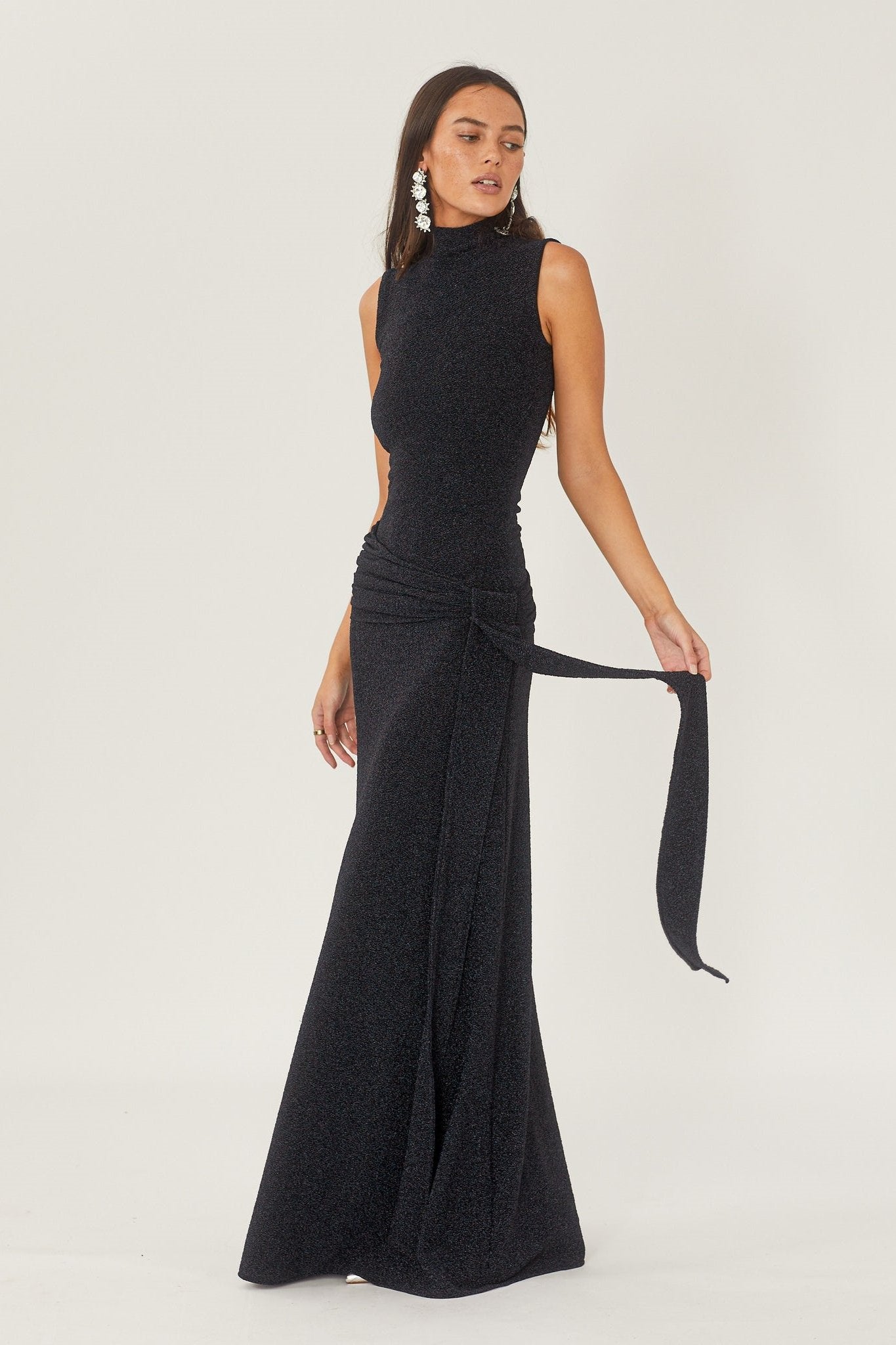 Vestido largo de punto con tirantes metálicos Shonna 
