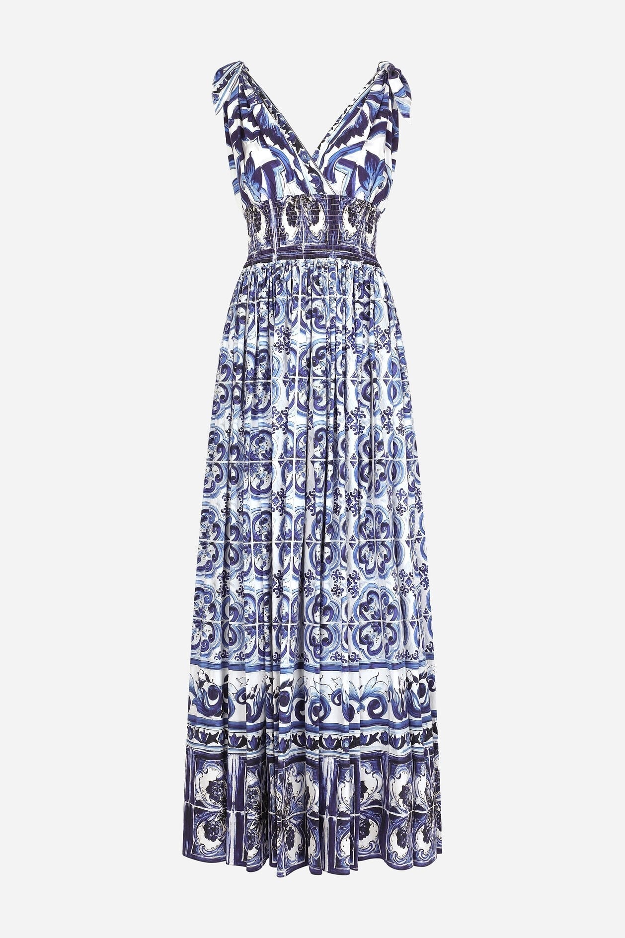 Vestido largo con tirantes anudados y estampado Sibyl 