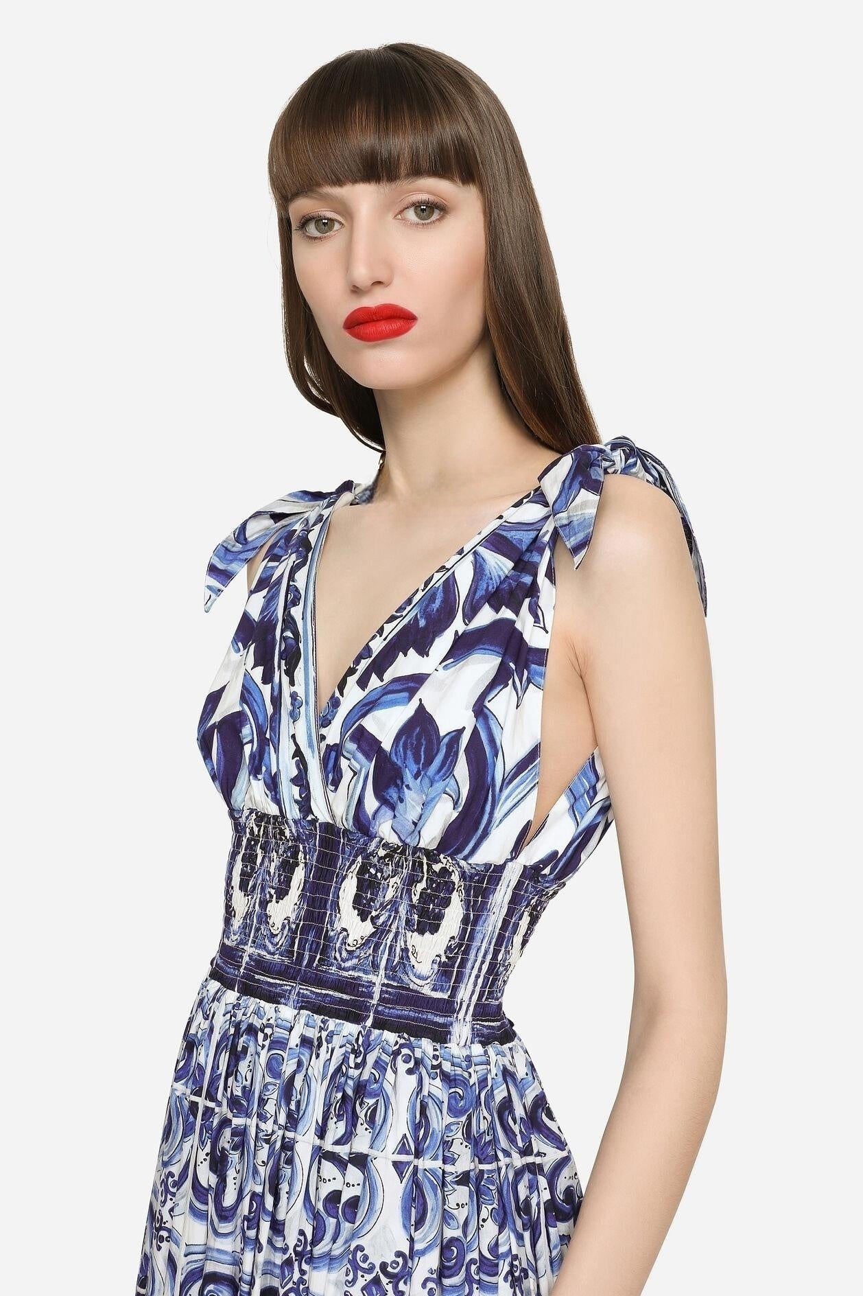 Vestido largo con tirantes anudados y estampado Sibyl 