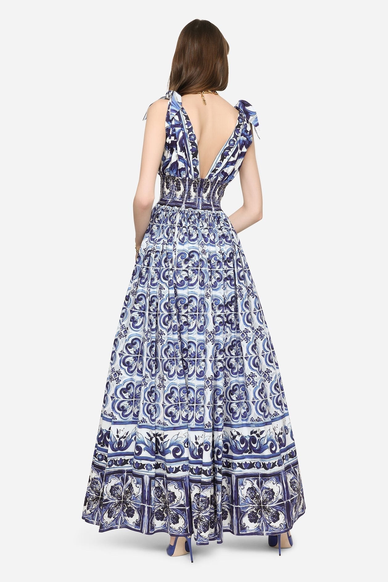Vestido largo con tirantes anudados y estampado Sibyl 