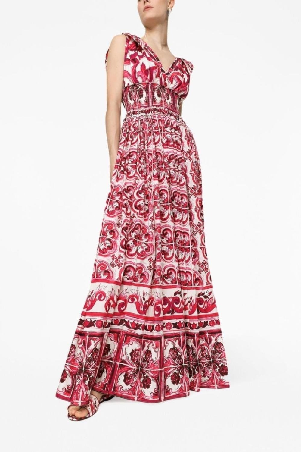 Vestido largo con tirantes anudados y estampado Sibyl 