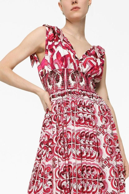 Vestido largo con tirantes anudados y estampado Sibyl 