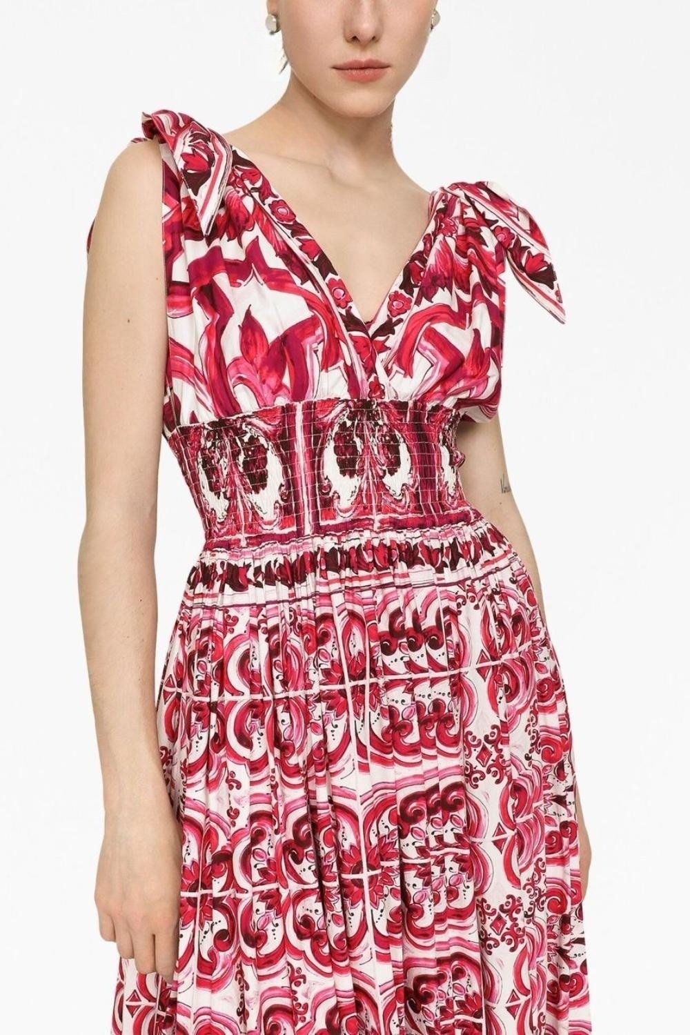 Vestido largo con tirantes anudados y estampado Sibyl 
