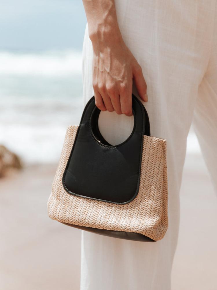 Bolso tote de paja y cuero Sigrid 