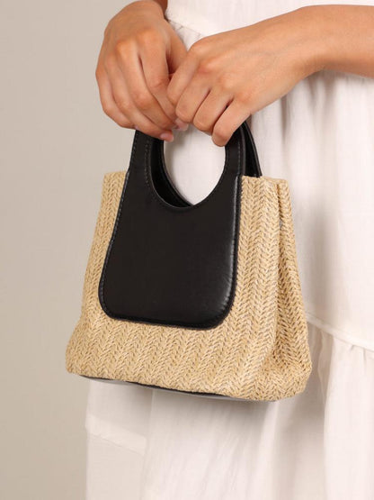 Bolso tote de paja y cuero Sigrid 