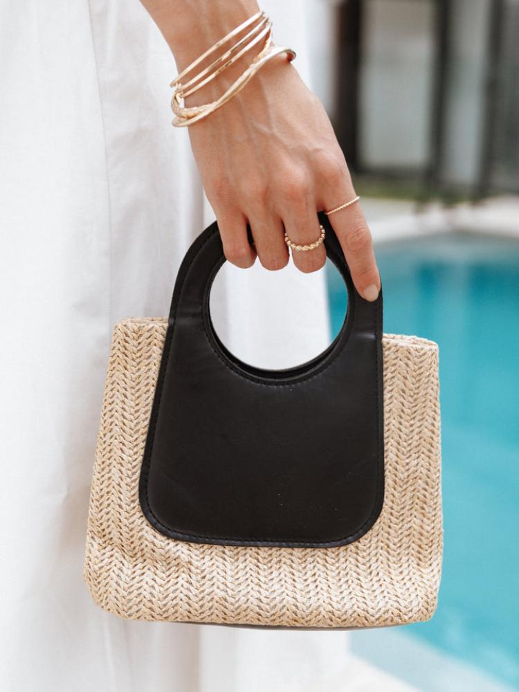 Bolso tote de paja y cuero Sigrid 