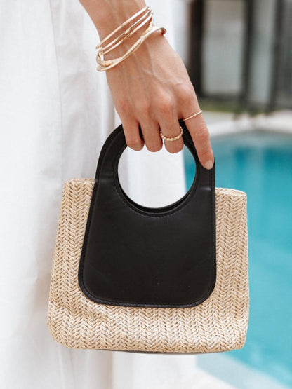 Bolso tote de paja y cuero Sigrid 