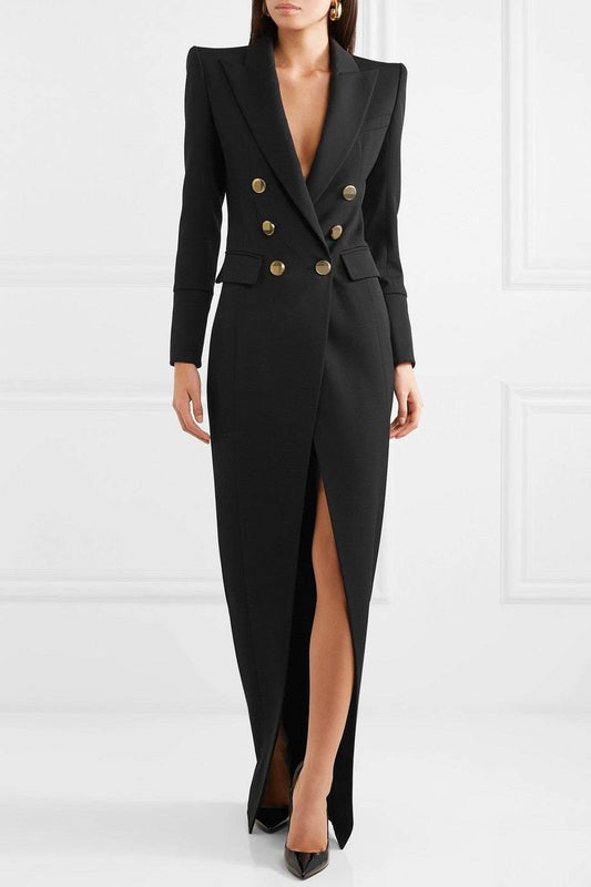 Vestido largo tipo blazer de esmoquin Simona 