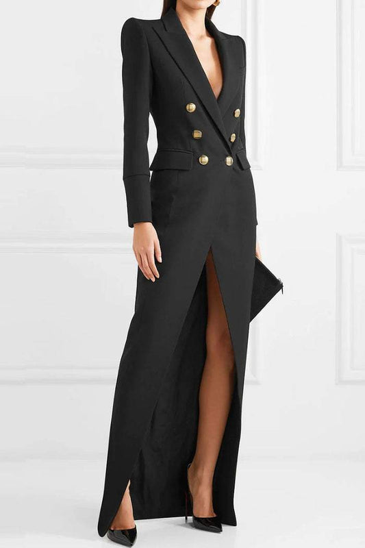 Vestido largo tipo blazer de esmoquin Simona 