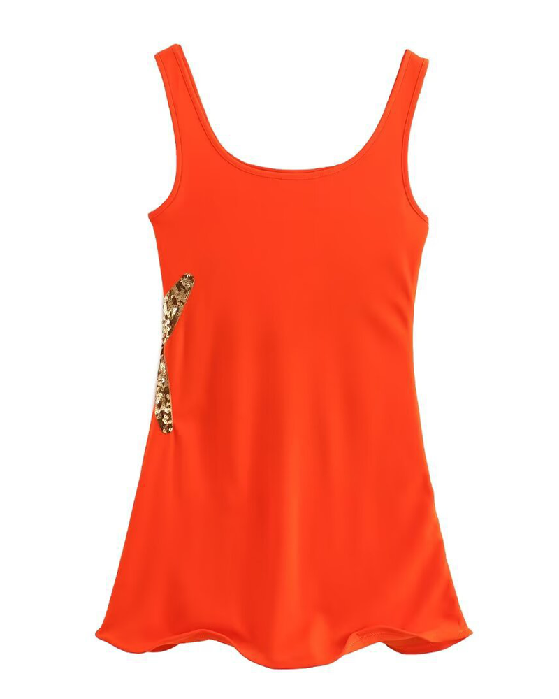 Sequined Embroidered Mini Dress