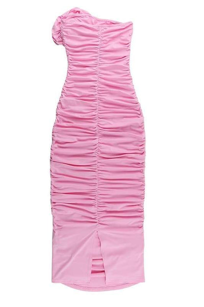 Vestido midi sin tirantes con flores Tina 