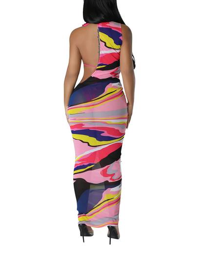 Mesh Dress Bikini Set