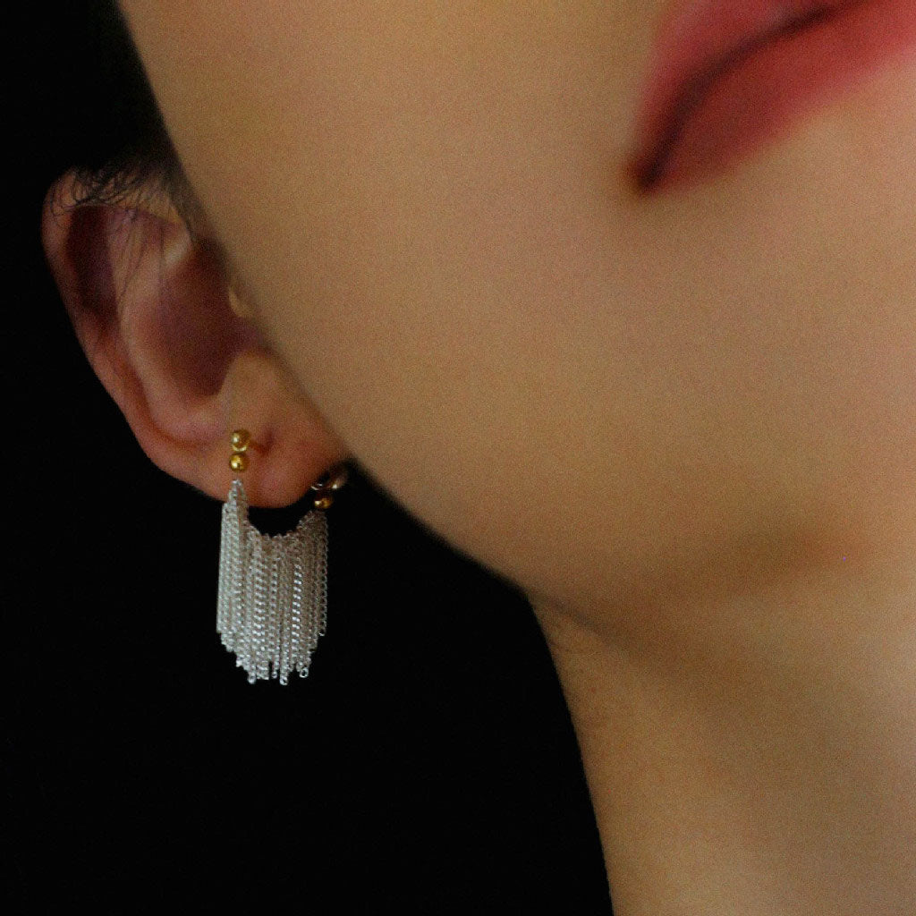 18K Gold Plated Two Tone Sterling Silver Waterfall Earrings