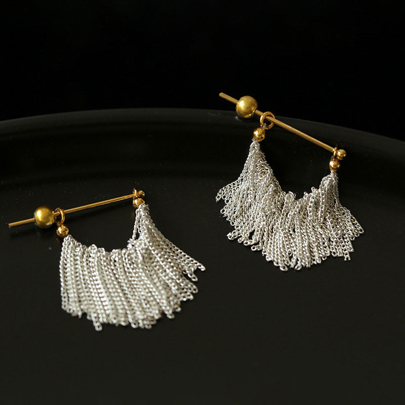 18K Gold Plated Two Tone Sterling Silver Waterfall Earrings