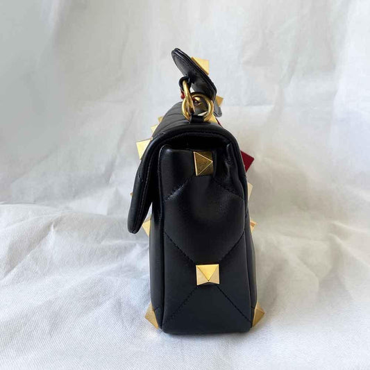 Valentino black leather Roman Stud shoulder bag