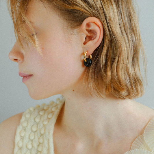 Two Tone 18K Gold Plated Hinge Double Hoop Earrings