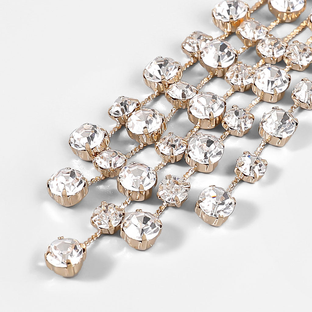 Pearl and Crystal Chandelier Earrings in Gold