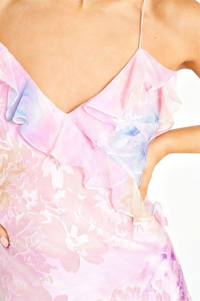 Vestido lencero largo con volantes y estampado floral Virginia 