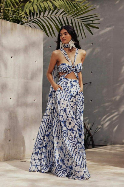 Vestido largo con aberturas y estampado Virginia 