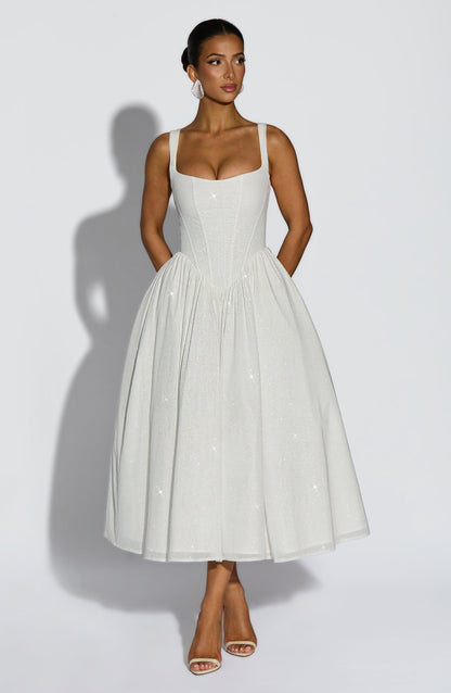 Vivienne Midi Dress - Ivory Sparkle