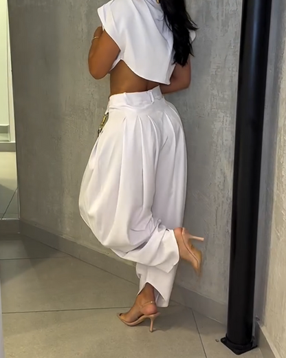 Casual High-Waist Wide-Leg Pants Suit (Pre-Sale)