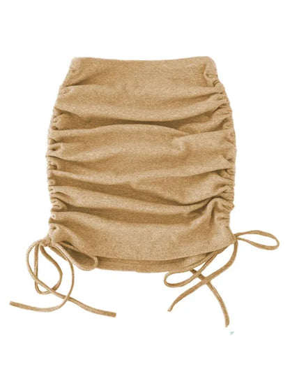 women’s skirts harajuku 2025 spring autumn period ladies knitting thread side draw string elastic sexy skirts womens