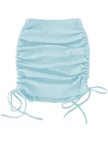 women’s skirts harajuku 2025 spring autumn period ladies knitting thread side draw string elastic sexy skirts womens
